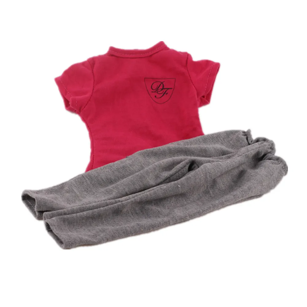 Красные футболки с коротким рукавом + серые леггинсы подходит 43 см Zapf Baby Born кукла