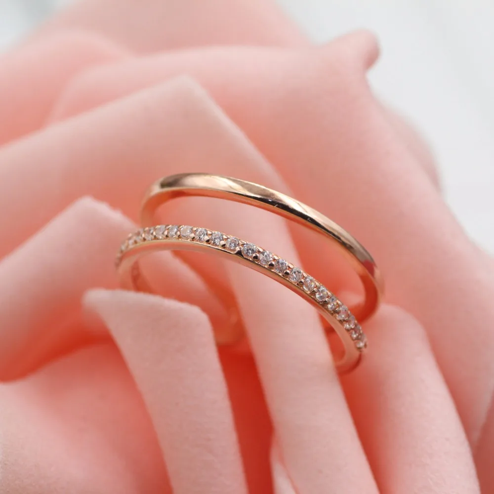 Женское кольцо с белым кристаллом розовое золото 925 пробы|ring rose gold|925 sterling silver ringopen