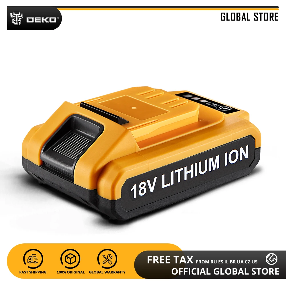 DEKO Battery18V-Y 18V 1500mAh Lithium Ion Battery for GCD18DU2 Cordless Drill Replaceable Battery Pack
