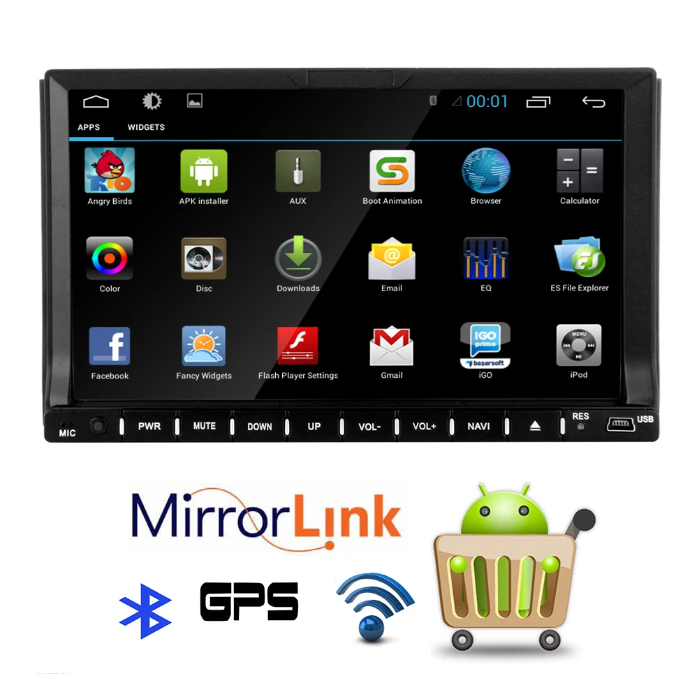 В тире 2din dvd-плеер автомобиля GPS 7 дюймов Android 4.4 HD емкостный стерео поддержка Wi-Fi