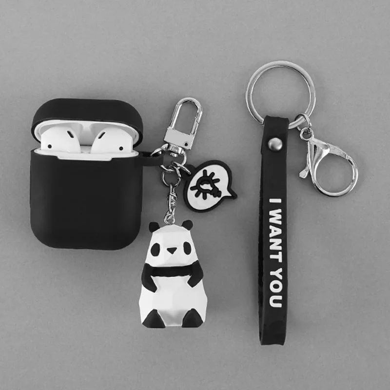 Cute DIY Cat Silicone Case For Apple Airpods Cover Bluetooth Earphone Protective for Cartoon Geometry Key Ring | Электроника