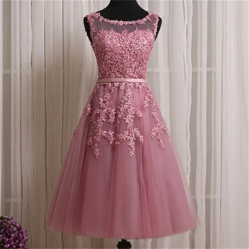 Модное Вечернее платье для невесты и выпускного вечера розовые кружевные