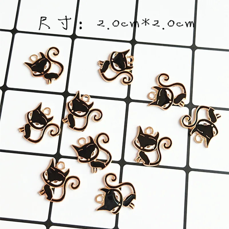 10 шт./лот эмалированные серьги в форме кота из цинкового сплава Подвески сделай