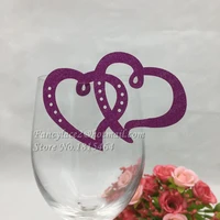 50pcs love heart wine glass cup cards laser place name cards party table invitation cards birthday event decoration supplies