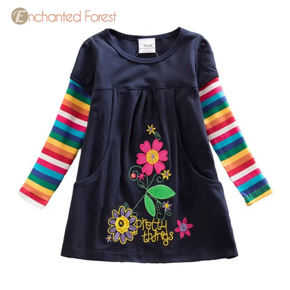 Girls dress 2019 spring new unicorn embroidered girl long-sleeved tutu newborn clothes baby party girls dresses | Детская одежда и