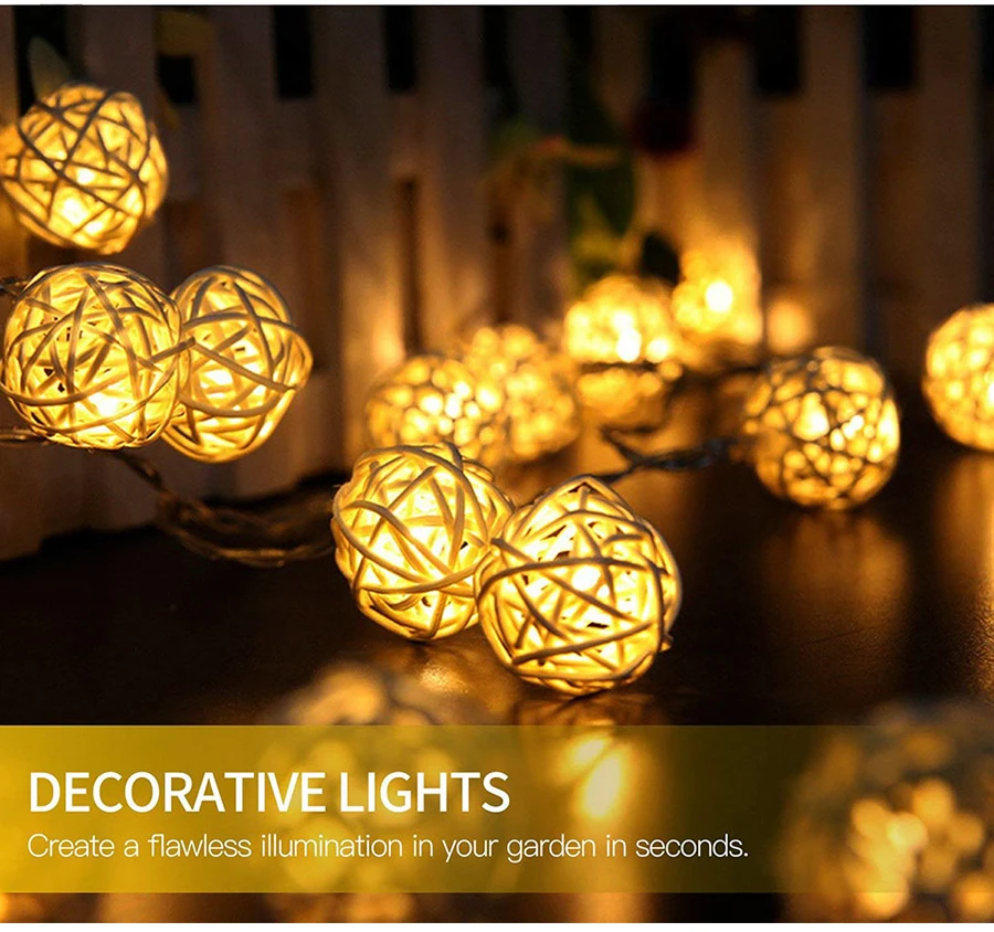 Ротанговые шарики 5 м светодиодная гирлянда новинка веревка лампа для нового