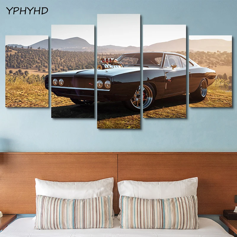 YPHYHD 5 шт. 1970 Dodge Charger RT холст картина картины модульная печать художественное