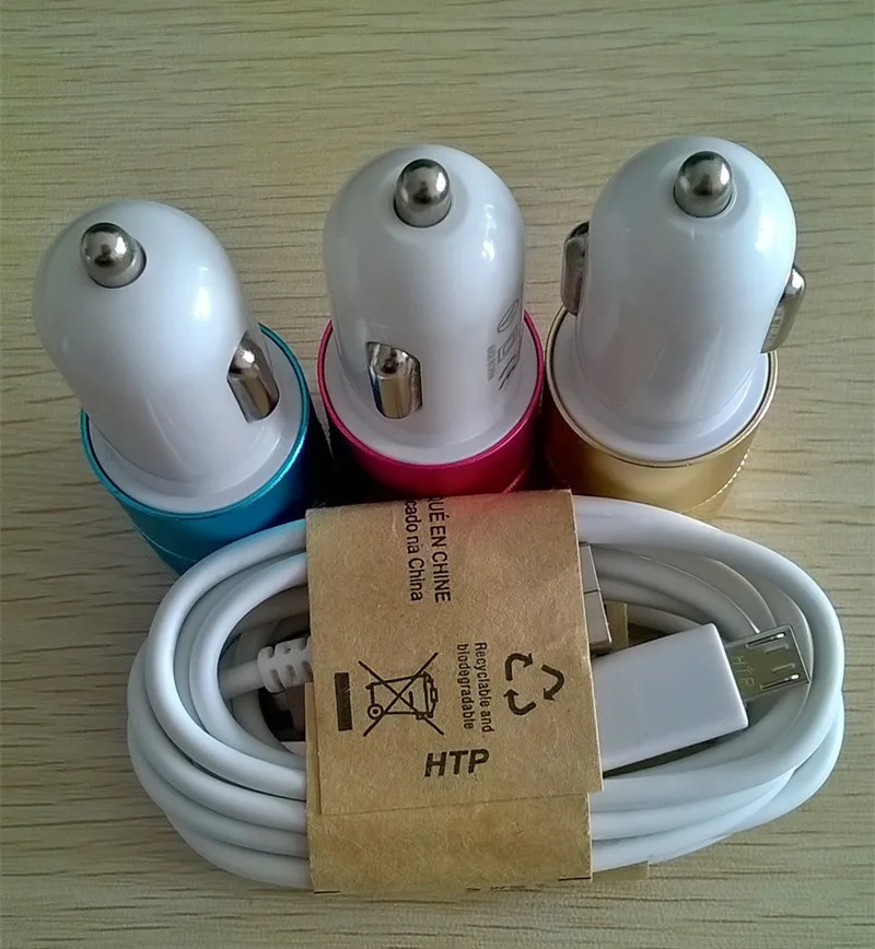 Мини USB 2.1A автомобильное зарядное устройство для телефона + Кабель micro usb