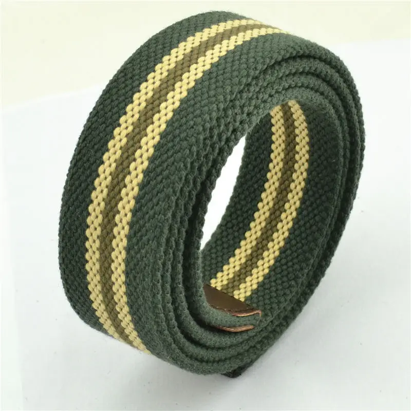 Green striped Брезентовый материал, пояс, не включает в себя ремень с пряжкой, плетение головы, разные цвета, Молодежный Повседневный модный стиль, ширина 3,8 см - Цвет: Green striped