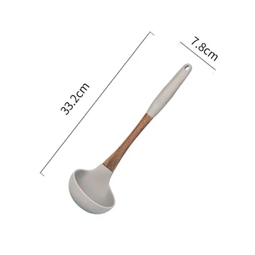 Soup Spoon 1 шт. деревянный+ силиконовый термостойкий шпатель суповая ложка-Лопатка Тернер ситечко кухонная утварь набор кухонных инструментов - Цвет: Soup Spoon