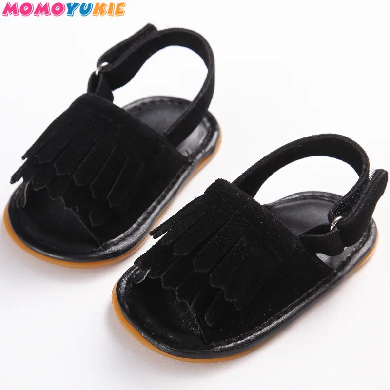 Mocasines de piel sint&eacute;tica para beb&eacute;, calzado elegante con borla, zapatos de beb&eacute; para ni&ntilde;as, con gancho y lazo, suela de goma dura-3