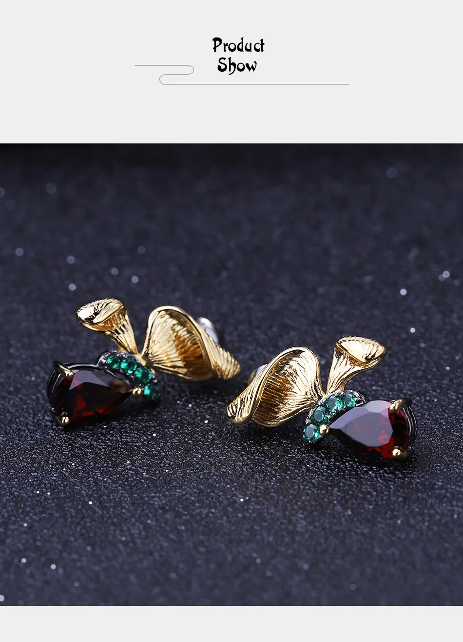 GEM'S BALLET 3.15Ct натуральный гранатовый Камень Серьги 925 пробы серебро ручной работы бабочка серьги гвоздики для женщин Brincos