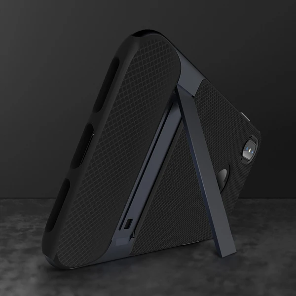 TPU+ PC для IPhone X чехол ROCK Royce держатель серии Подставки антидетонационных защитный чехол для Iphone X 10 Телефон задняя крышка - Цвет: Navy Blue