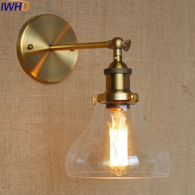 Iwhd Стекло мяч ретро Винтаж настенные светильники бра wandlamp LED edison промышленных настенный светильник Лофт Apliques сравнению Lampen