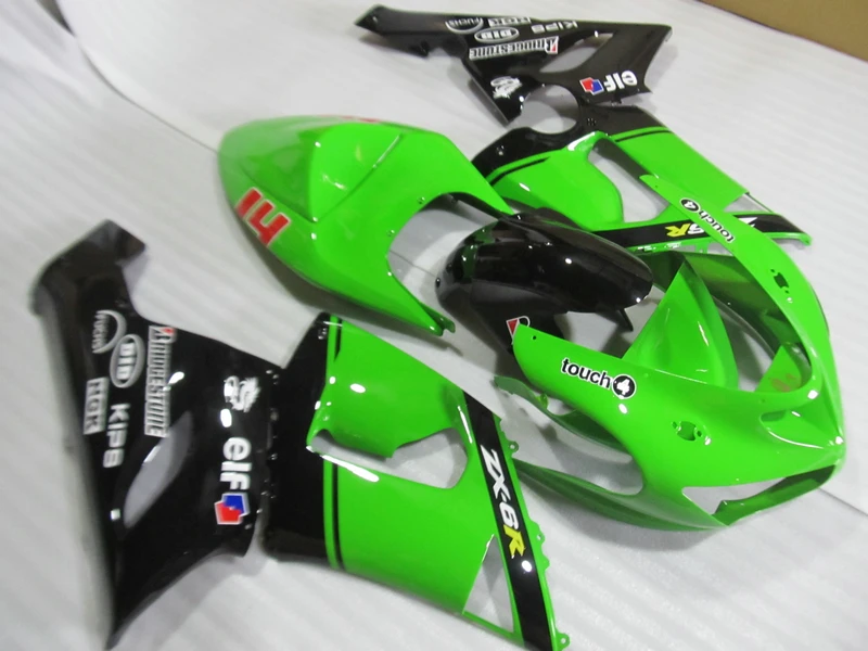 Набор обтекателей с 4 подарками для Kawasaki ninja ZX6R 05 06 green black Обтекатели корпуса 2005 2006