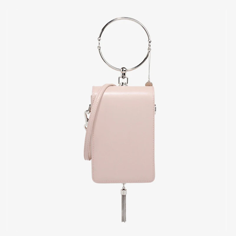 Brand Mini Female Shoulder Bags Handbags Ring Phone Purse Shoulder Bag For Women Pink Pu Leather Messenger Bag Clutch Bags - Цвет: Розовый