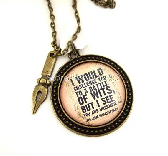 

12pcs/lot William Shakespeare inspired necklace Literary Quote Necklace Witty Literary Quote Literary Jewellery Book Lover