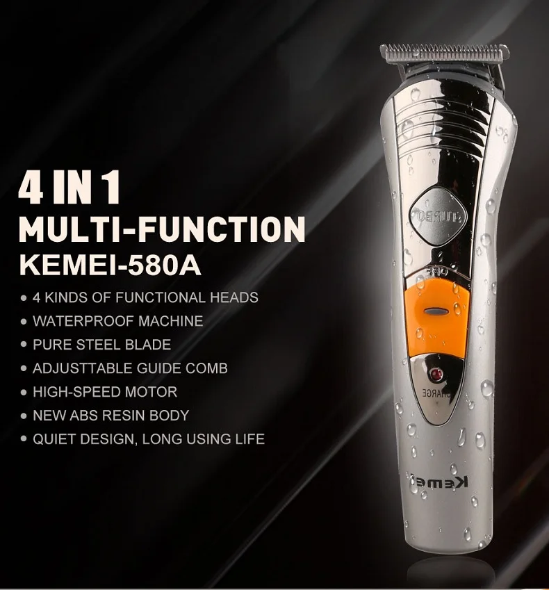 4 в 1 электрическая машинка для стрижки волос водонепроницаемый резак семейная