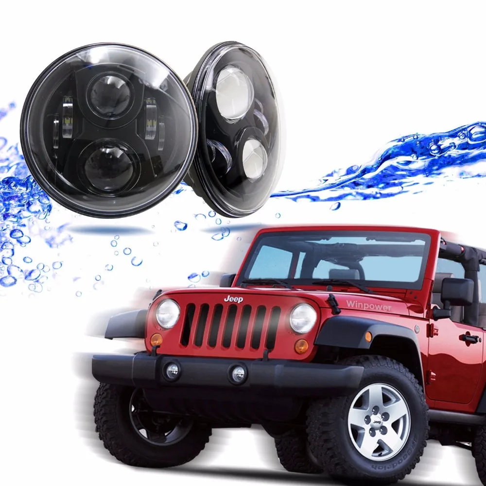 Круглсветодиодный светодиодные фары 2 шт. x 7 дюймов для Jeep Wrangler JK TJ дальнего света