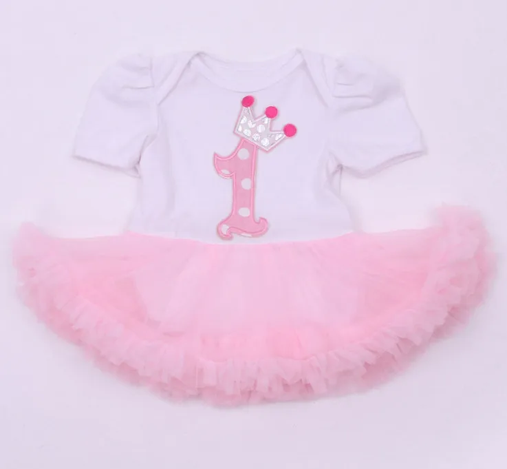 Детское платье с аппликацией в виде короны на 1 й день рождения|romper clothing|newborn baby girl