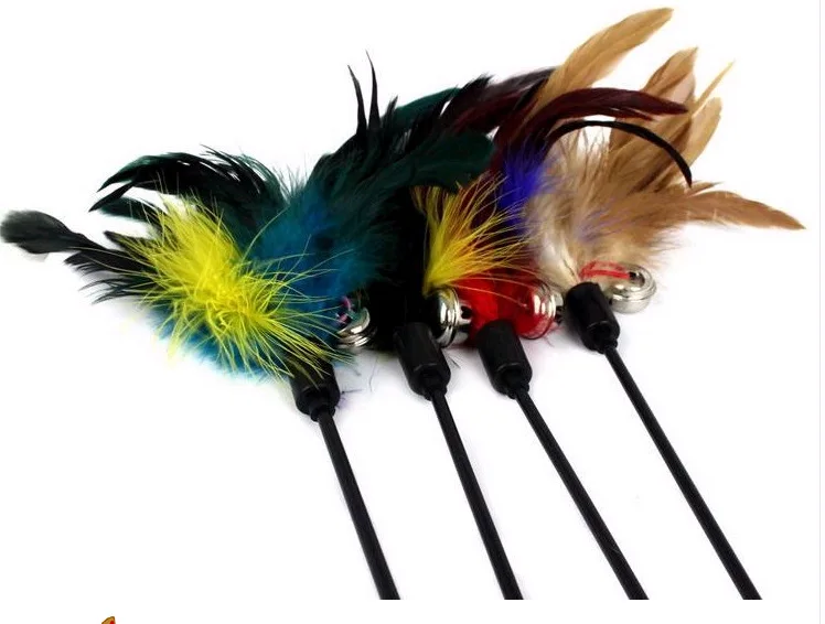 

200pcs/lot 50cm Long Feather Cat Play Rod Funny Teaser Toys Cat's Play Stick Kitten Jumping Train Aid Pet Products ZA3750