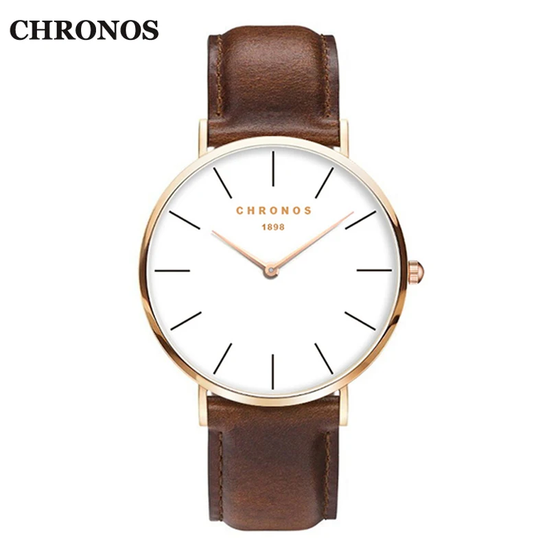 CHRONOS 1898 унисекс часы повседневные кварцевые часы розовое золото серебро часы для женщин и мужчин Relogio Masculino Montre Femme
