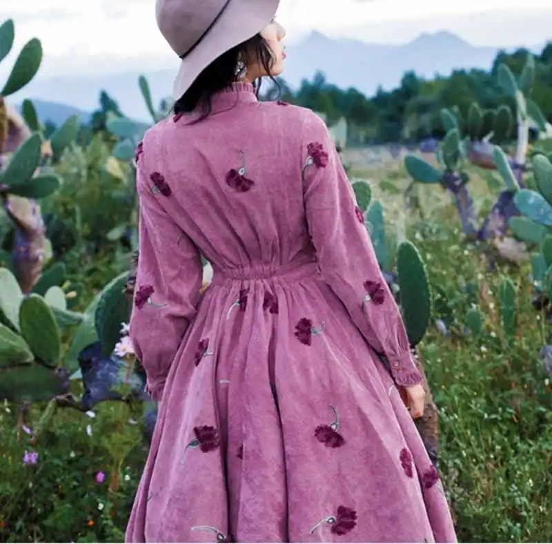 Женское модельное Платье макси с длинным рукавом элегантное винтажное длинное