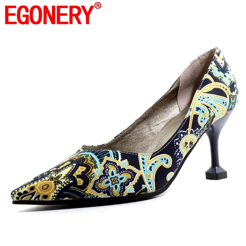 

EGONERY/Весенняя новейшая мода, модные женские туфли-лодочки на выход с острым носом наружного освещения высокого шпильки неглубокие Слипоны д...