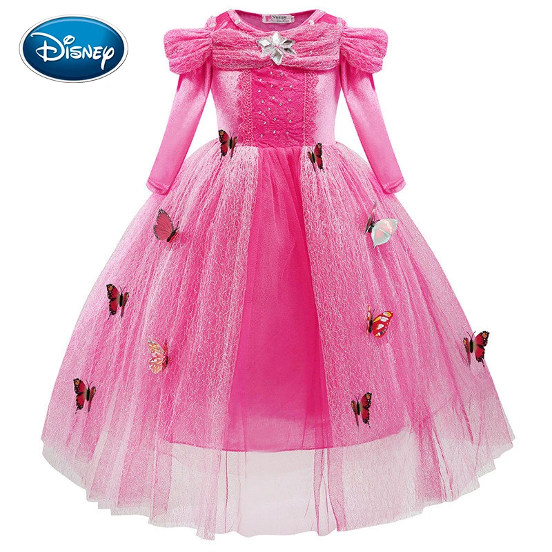Disney Snow романтичное платье мультфильм сплошного цвета принцесса взрыв детское с