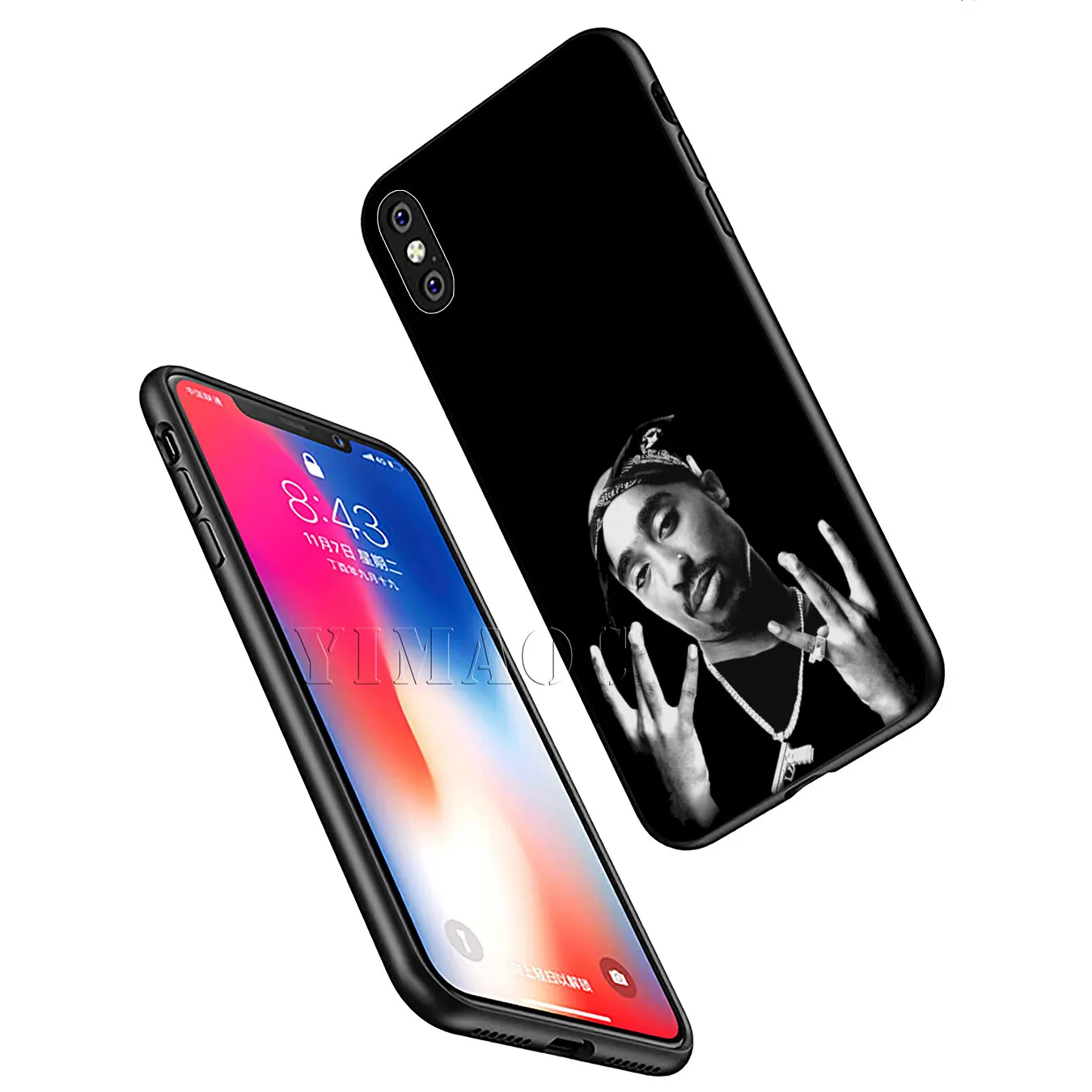Мягкий силиконовый чехол YIMAOC 2pac tupac Crown 2 pac для iPhone XR X XS Max 6 6S 7 8 Plus 5 SE черный из