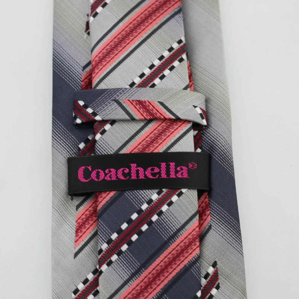 YIBEI Coachella Мужские галстуки окрашенные серыми и коралловыми черными белыми