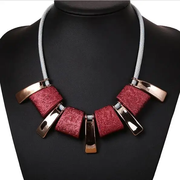 Тусклый лак квадратное ожерелье цепочка ключицы модная кожаная веревка