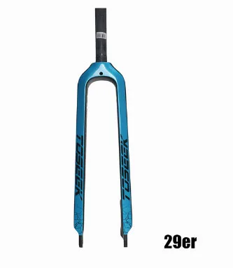 29er blue TOSEEK 26/27. 5/29 дюймов труба из углеродистого волокна 3K полностью из углеродного волокна, вилы велосипед Mtb горный велосипед вилка, части велосипеда 1-1/8" - Цвет: 29er blue
