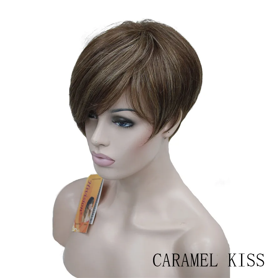 StrongBeauty женские парики Асимметричные наклонные челки короткие прямые боб натуральный Синтетический Полный парик 6 цветов