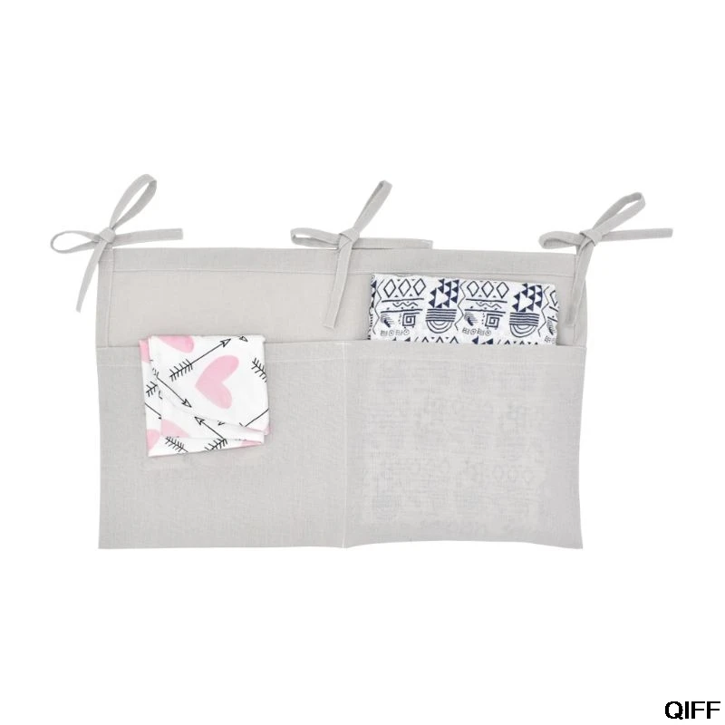 Baby Crib Organizer Bed Hanging Storage Bag For Baby Essentials Multi-Purpose Baby Bed Organizer Hanging Diaper Toys Tissue