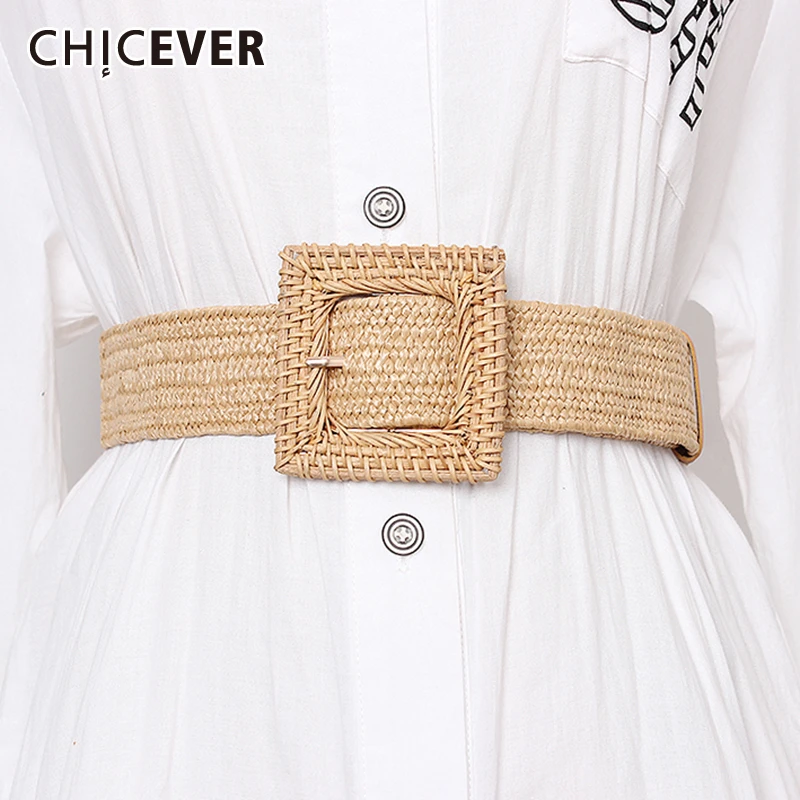 CHICEVER льняные полосатые Широкие ремни для женщин винтажные платья аксессуары