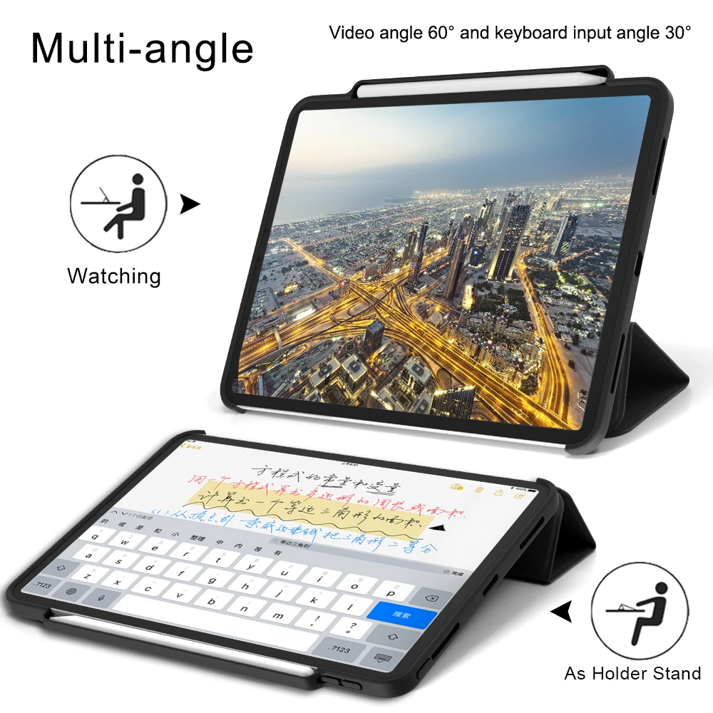 Для iPad Pro 12.9 Чехол Карандаш Держатель Ткань Кожа Микрофибра Внутренняя Смарт-Чехол Для iPad Pro 12.9 A1876 A2014 A1895 A1983 Бизнес-Люкс Ультра Тонкий Тонкий Чехол Протектор Кожи Shell Coque Чехол