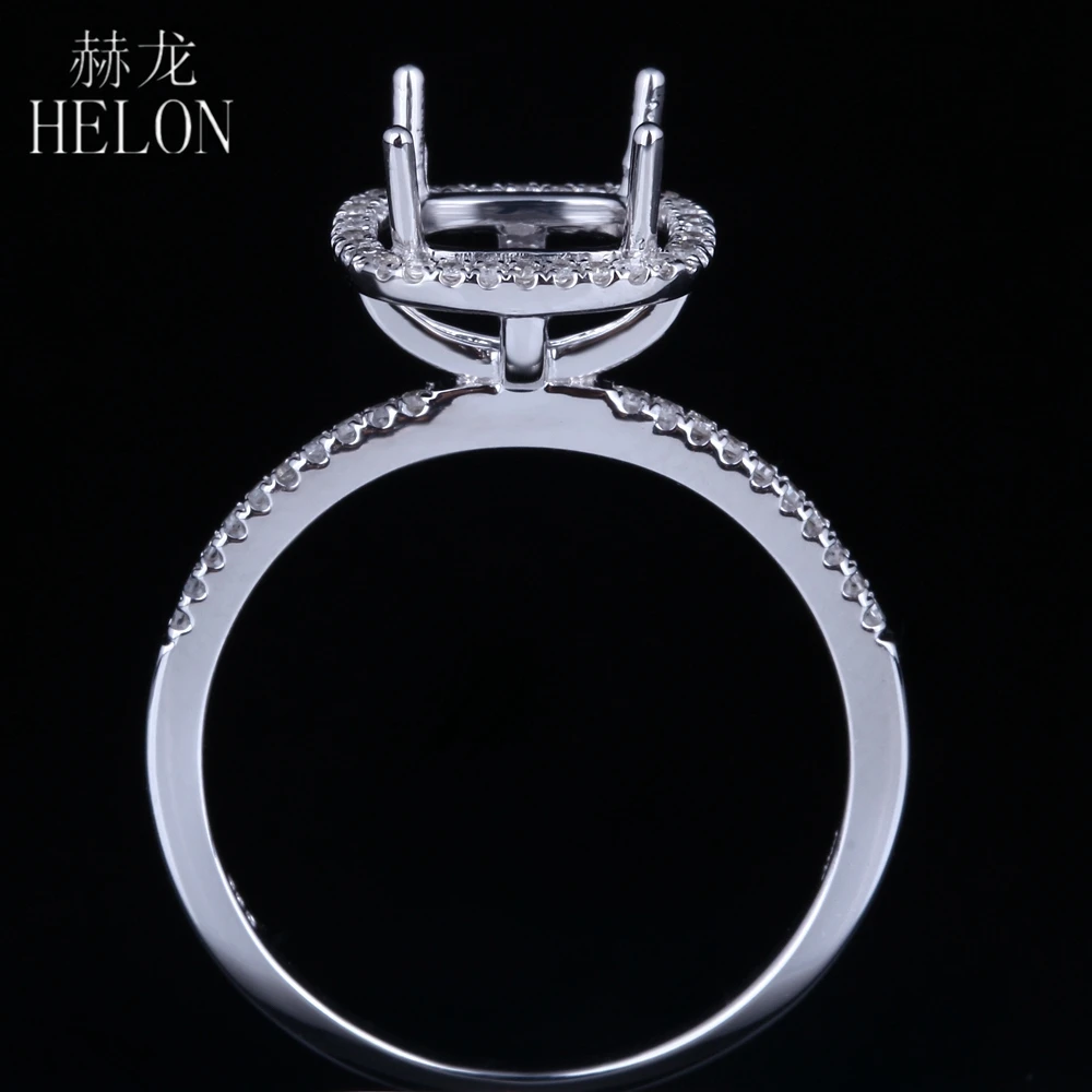 HELON Solid 14 K обручальное кольцо из розового золота вечерние Изящные женские бриллианты кольцо 7x7 мм Подушка полукрепление обручальное свадебное кольцо ювелирные изделия
