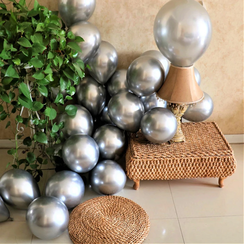 10 дюймов 50 шт./упак. цвет металлический хром воздушный шар вечерние свадебные