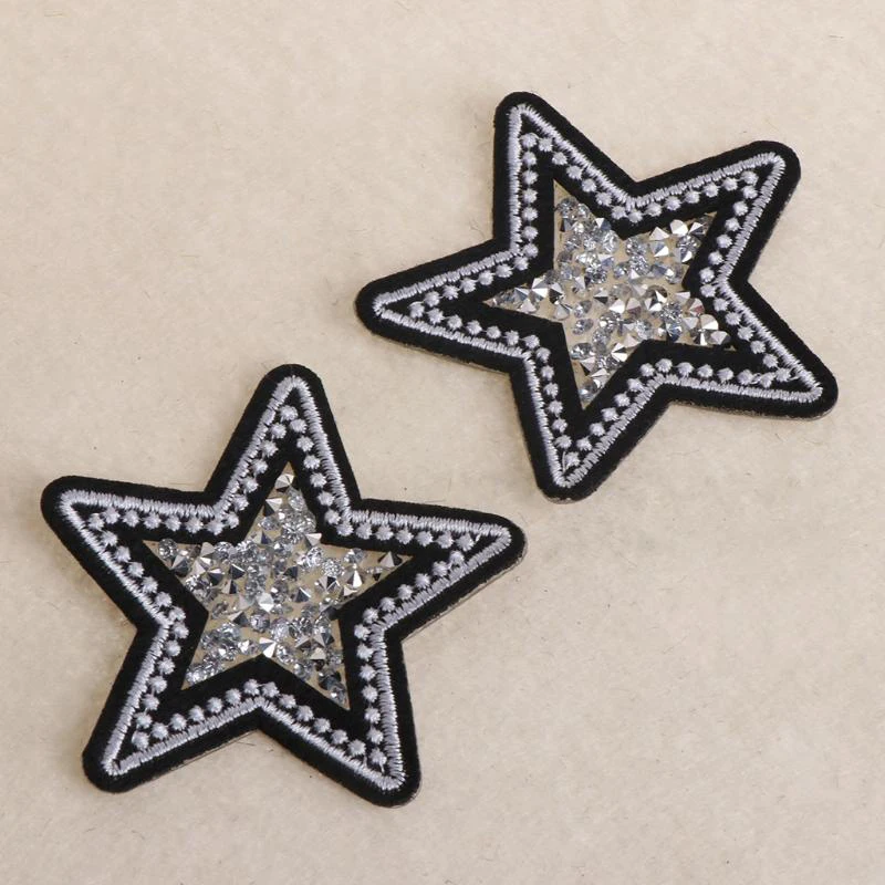 2 шт./лот модные нашивки со звездами блестки горячей фиксации отделка стразами