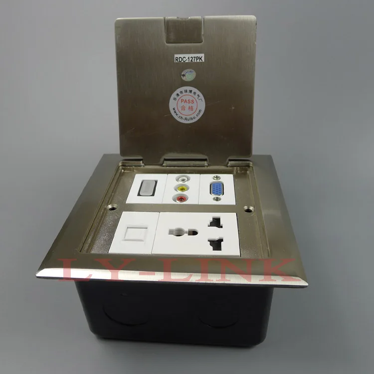

Silver color floor socket ground socket with vga 3RCA AV HDMI power socket and RJ45 support customer designed