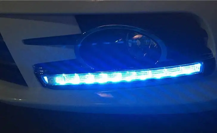 

Osmrk led drl daytime running light for Volkswagen Bora 2013 with Dynamic moving yellow turn signal and blue night light
