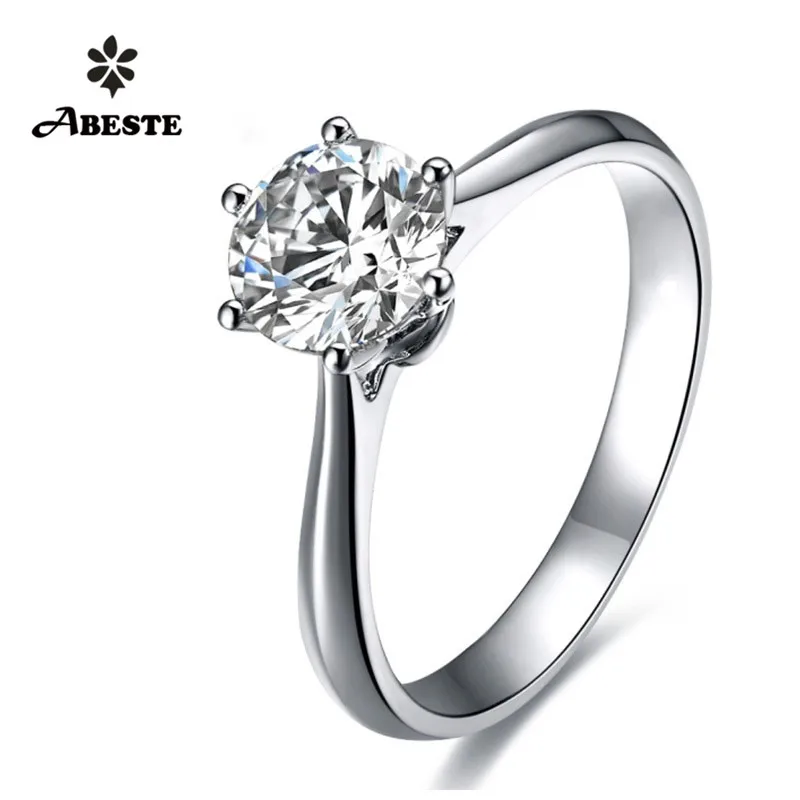 Женское Обручальное Кольцо ANI 18K из твердого белого золота (AU750) классические
