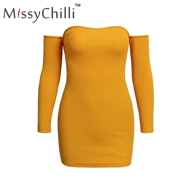 Женское Трикотажное короткое платье MissyChilli желтое облегающее мини с открытыми