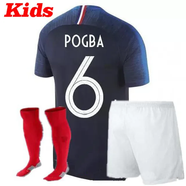 2 звезды дети 2018 Franceing World Cup футбольные майки MBAPPE GRIEZMANN POGBA 18 19 de foot Футбол Детские
