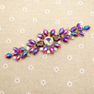 purple red 18,2x5,5 см кристалл аппликация из чистого горного хрусталя Flatback для свадебного платья украшение пришить горный хрусталь ремень вечернее платье обувь DIY - Цвет: purple red