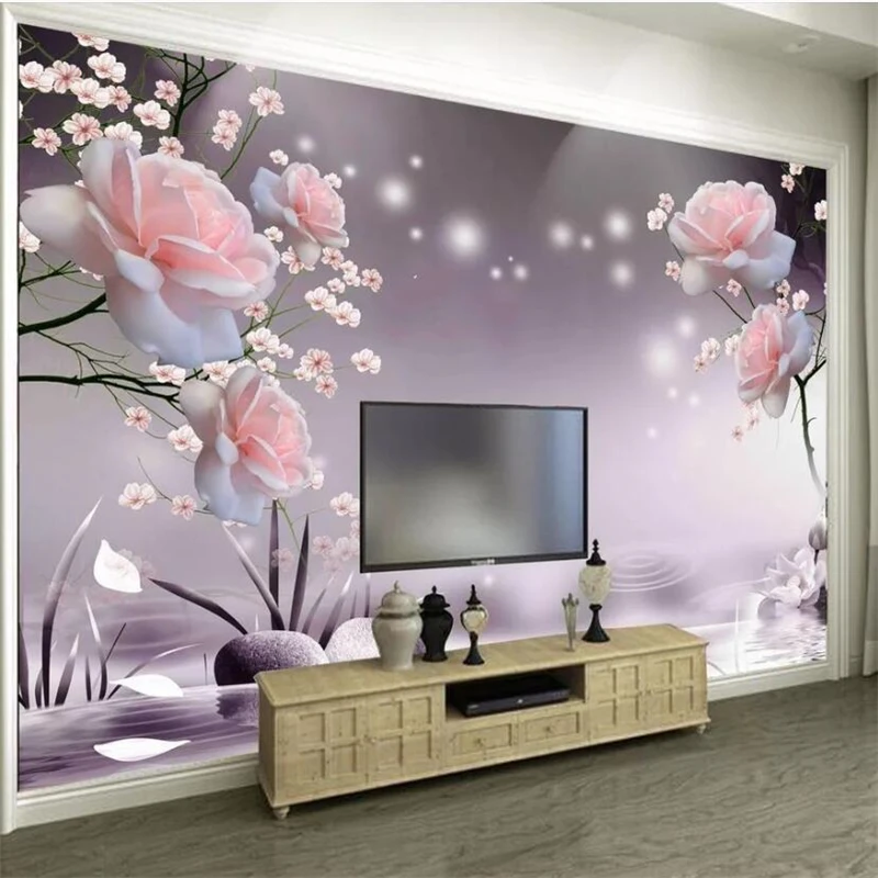 

Beibehang Custom wallpaper 3D stereo photo mural HD beautiful rose TV background wall living room bedroom wallpaper papier peint