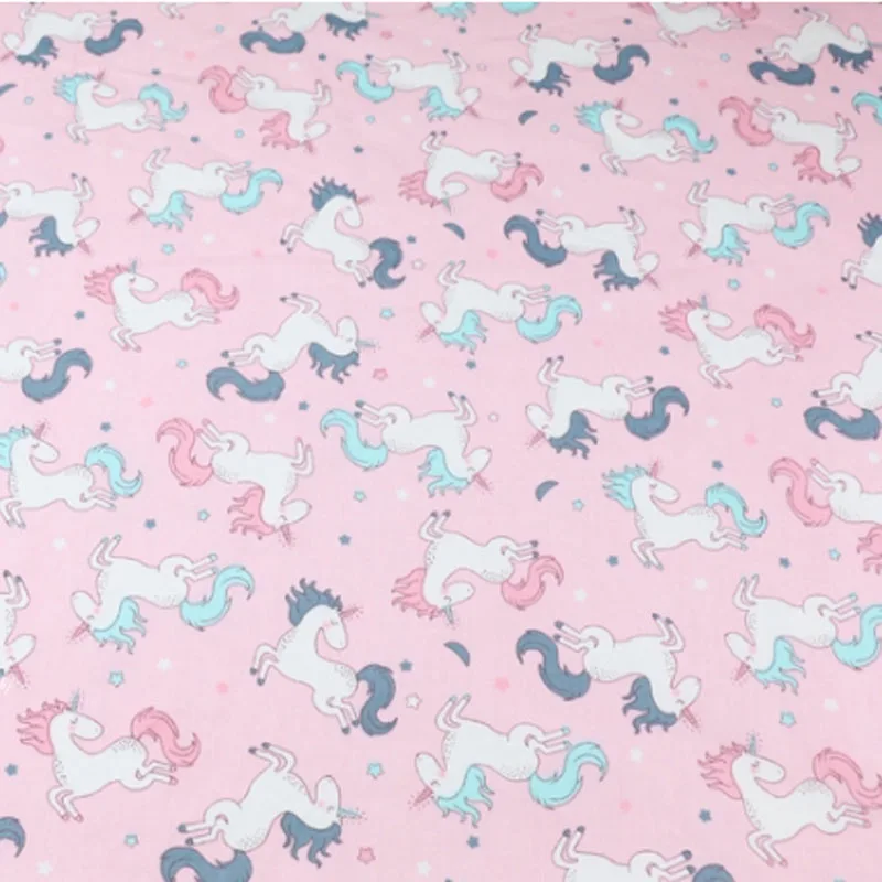 pink unicorn Хлопок саржевая ткань серый розовый мультфильм мини Единорог бег ткань со звездами для DIY кроватки постельные принадлежности Подушка кроватка лист Декор ручной работы - Цвет: pink unicorn