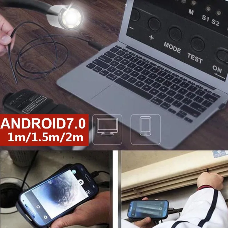 1/1. 5/2 м 7 мм эндоскопа Камера 2 в 1 микро USB мини металлический Пластик Портативный