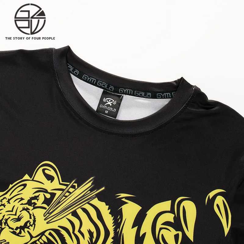 Gzpw high quality Round neck Men's Tight movement Fast drying clothes Black personality 3D digital printing Long Sleeve Top | Мужская